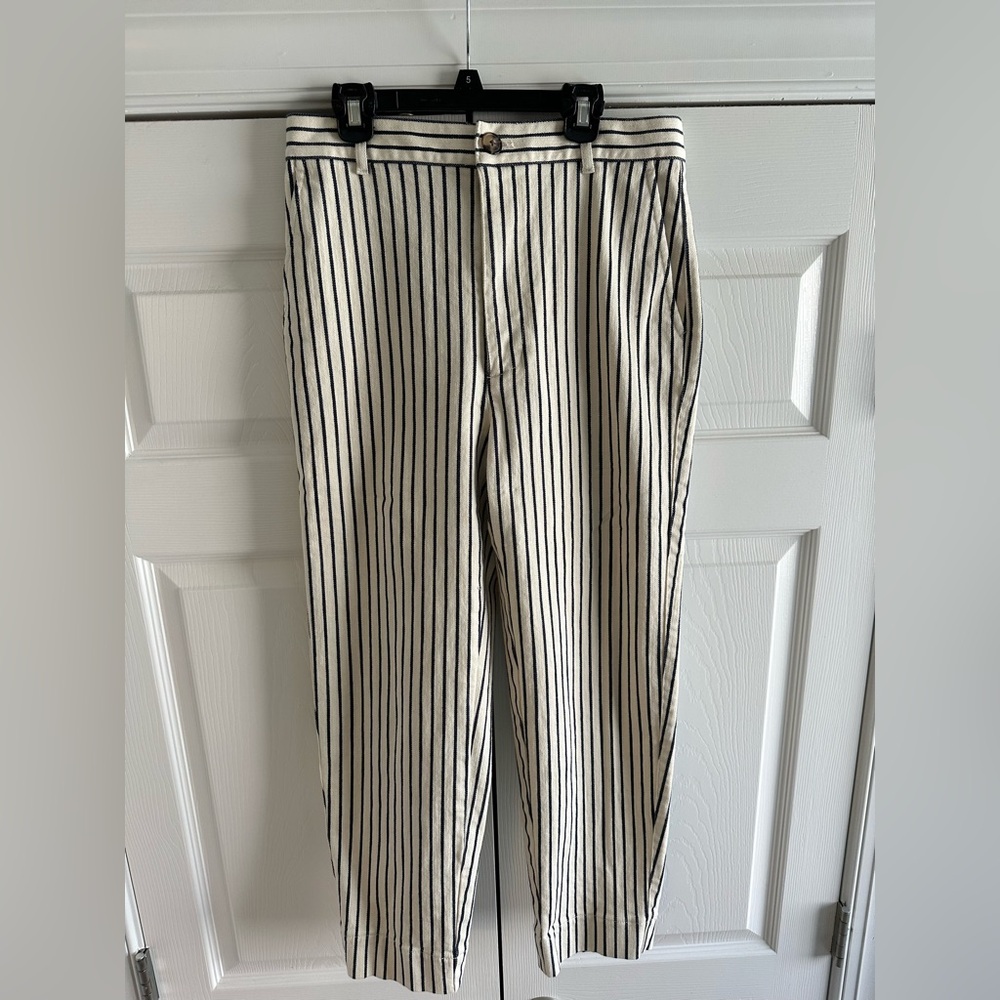 Madewell Striped navy and ivory crop Pants